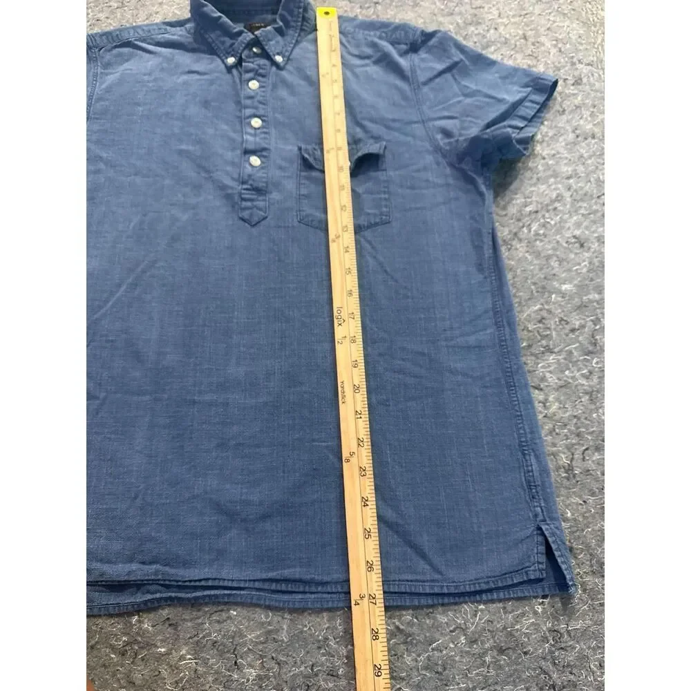 J.Crew Men’s Indigo Blue Short Sleeve Popover Shirt – Size M